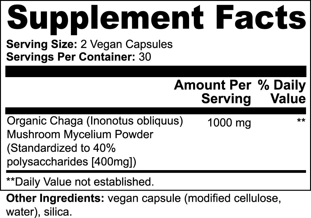 Chaga Mushroom Dietary Supplement