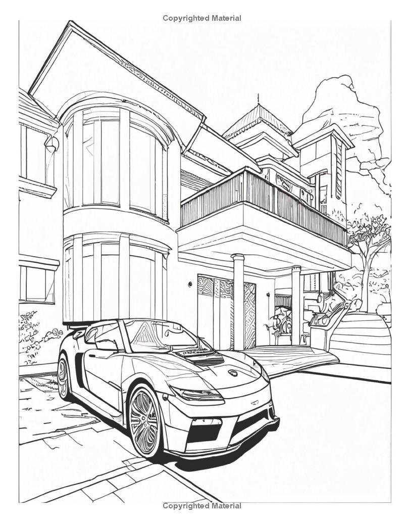 SUPER CARS and LUXURY HOMES COLORING BOOK